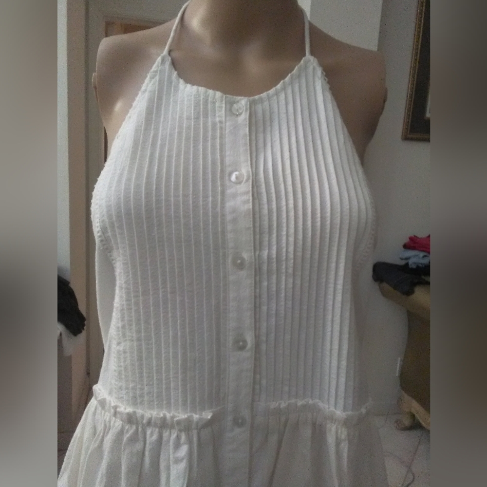 BNWOT FREE PEOPLE SEXY DRESS WHITE HALTER TOP W/ WIDE BOTTOM AMAZING BACK - Picture 5 of 10